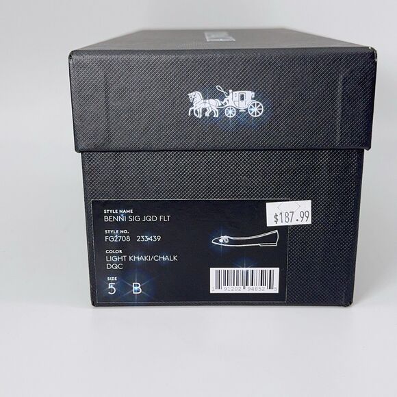 Coach FG2708 Benni Signature Jacquard Flat Ballet Shoes Khaki Chalk Size 5 - Picture 8 of 9